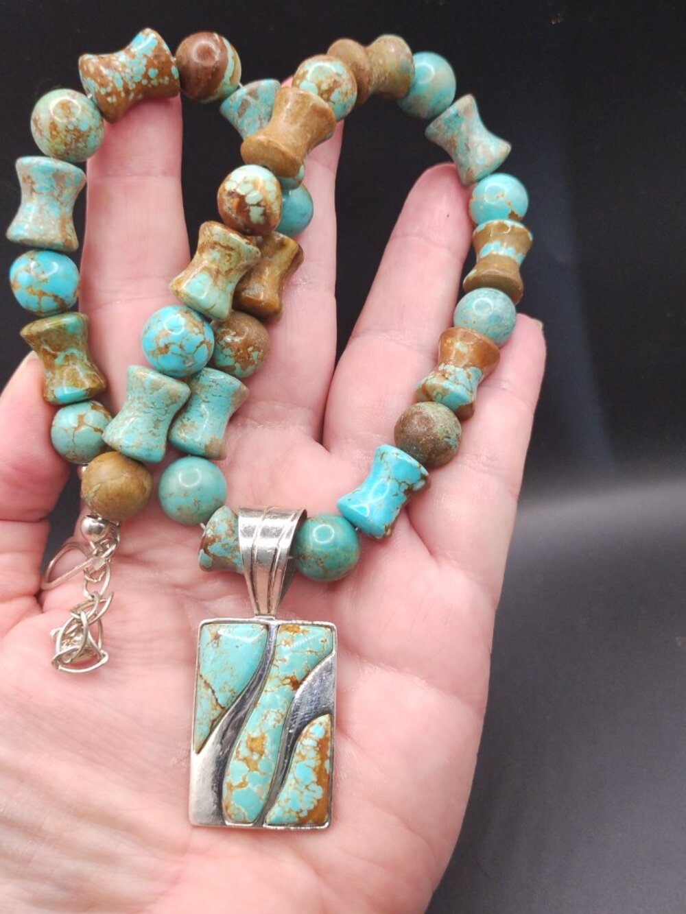 Jay King DTR Turquoise necklace and pendant set 925 Sterling Silver - Picture 3 of 7